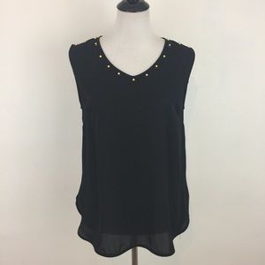 Blu Pepper Black Studded Sleeveless Blouse Top